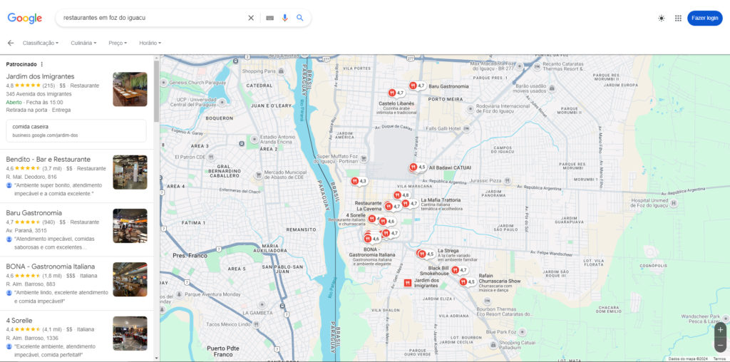 ter um site em foz do iguaçu - maps
